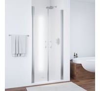 Дверь в душевой проем VEGAS-GLASS Е2Р профиль глянцевый хром, стекло сатин 80 08 10