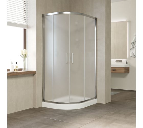 Душевой уголок VEGAS-GLASS профиль глянцевый хром, стекло сатин ZS-F TUR NOVO 120х100 08 10 1