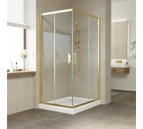 Душевой уголок VEGAS-GLASS профиль золото глянцевое, стекло прозрачное ZA-F TUR NOVO 110x100 09 01