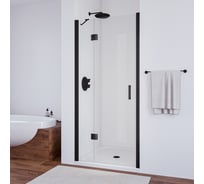 Дверь в душевой проем VEGAS-GLASS AFP NOVO профиль черный матовый, стекло прозрачное 110 02М 01 L