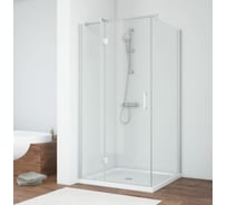 Душевой уголок VEGAS-GLASS профиль матовый хром, стекло прозрачное AFP-Fis NOVO 100x90 07 01 L