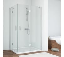 Душевой уголок VEGAS-GLASS профиль матовый хром, стекло прозрачное AFA-F NOVO 110x100 07 01 R