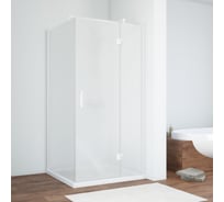 Душевой уголок VEGAS-GLASS профиль белый, стекло сатин AFP-Fis NOVO 100х110 01 10 R