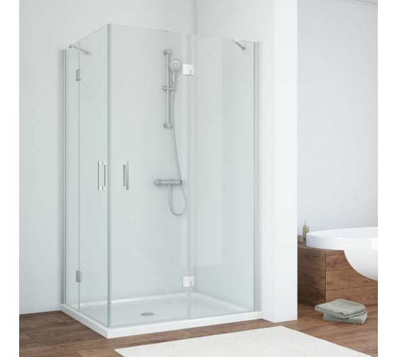 Душевой уголок VEGAS-GLASS профиль матовый хром, стекло прозрачное AFA-F NOVO 120x100 07 01 R 1