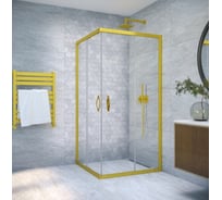 Душевой уголок VEGAS-GLASS профиль золото матовое, стекло прозрачное ZA NOVO 100 03 01