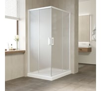 Душевой уголок VEGAS-GLASS профиль белый, стекло сатин ZA-F NOVO h2000 120х80 01 10