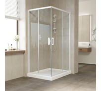 Душевой уголок VEGAS-GLASS профиль белый, стекло прозрачное ZA-F NOVO h2000 120х90 01