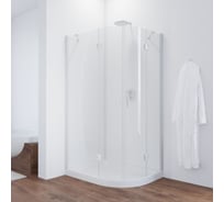 Душевой уголок VEGAS-GLASS профиль белый, стекло прозрачное AFS-F NOVO 100х90 01 L