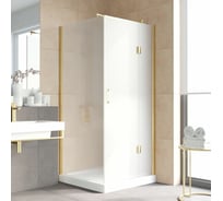 Душевой уголок VEGAS-GLASS профиль золото глянцевое, стекло сатин AFP-Fis LUX 120x90 09 10 R