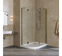 Душевой уголок VEGAS-GLASS профиль бронза, стекло прозрачное AFS-F LUX 100х80 05 01 R