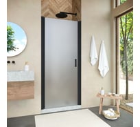 Дверь в душевой проем VEGAS-GLASS EP NOVO профиль черный матовый, стекло сатин 80 02М 10