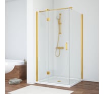 Душевой уголок VEGAS-GLASS профиль золото глянцевое, стекло прозрачное AFP-Fis 100х80 09 01 L