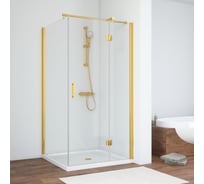 Душевой уголок VEGAS-GLASS профиль золото глянцевое, стекло прозрачное AFP-Fis 100х90 09 01 R