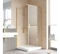 Душевой уголок VEGAS-GLASS профиль золото глянцевое, стекло прозрачное AFP-Fis LUX 120х100 09 01 R
