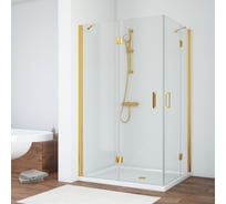 Душевой уголок VEGAS-GLASS профиль золото глянцевое, стекло прозрачное AFA-F 120х110 09 01 L