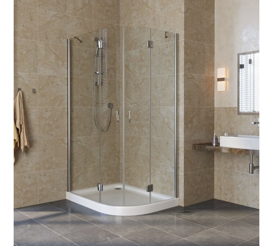Душевой уголок VEGAS-GLASS профиль глянцевый хром, стекло прозрачное AFS-F LUX 110х90 08 01 L 1