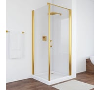 Душевой уголок VEGAS-GLASS профиль золото глянцевое стекло прозрачное EP-Fis 80 09 01 R