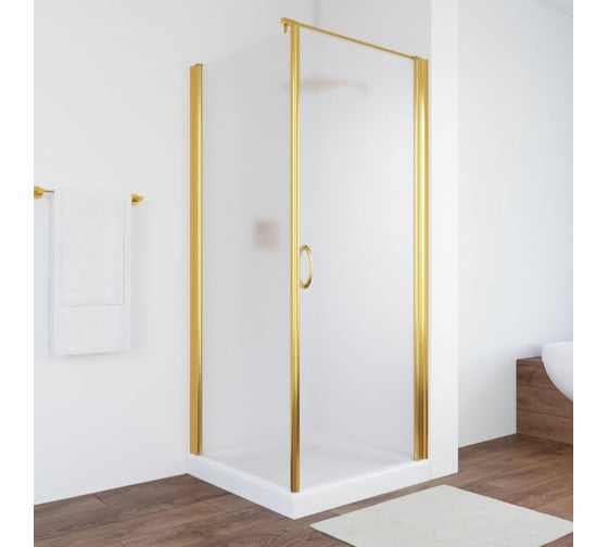 Душевой уголок VEGAS-GLASS профиль золото глянцевое, стекло сатин EP-Fis 80 09 10 R 1