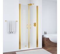 Дверь в душевой проем VEGAS-GLASS Е2Р профиль золото глянцевое, стекло прозрачное 95 09 01