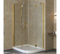 Душевой уголок VEGAS-GLASS профиль золото глянцевое, стекло прозрачное AFS-F LUX 100x90 09 01 L