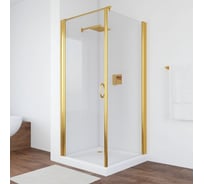 Душевой уголок VEGAS-GLASS профиль золото глянцевое, стекло прозрачное EP-Fis 80x90 09 01 L