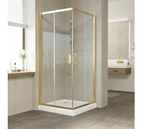 Душевой уголок VEGAS-GLASS профиль золото глянцевое, стекло прозрачное ZA TUR NOVO 110 09 01