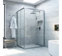 Душевой уголок VEGAS-GLASS профиль матовый хром, стекло прозрачное ZA-F NOVO h2000 100x80 07 01