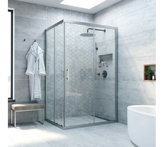 Душевой уголок VEGAS-GLASS профиль матовый хром, стекло прозрачное ZA-F NOVO h2000 120x110 07 01 1