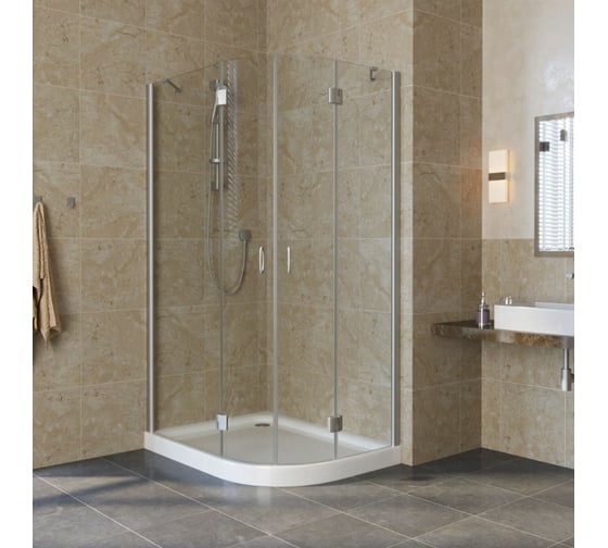 Душевой уголок VEGAS-GLASS профиль матовый хром, стекло прозрачное AFS-F LUX 120x90 07 01 L