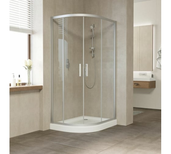 Душевой уголок VEGAS-GLASS профиль матовый хром, стекло прозрачное ZS-F NOVO h2000 100x80 07 01 1