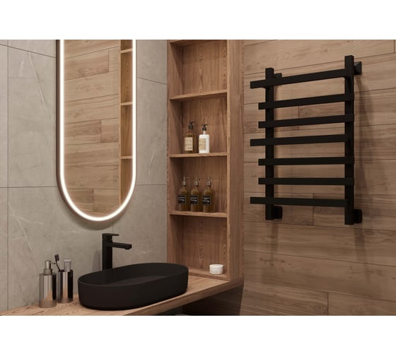 Водяной полотенцесушитель ДВИН Q plaza 80/50 К3 квадрат, черный матовый 4656759174262