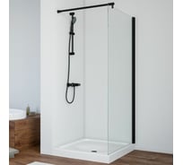 Неподвижная перегородка VEGAS-GLASS профиль черный матовый, стекло сатин EAF NOVO 86 02М 10