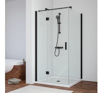 Душевой уголок VEGAS-GLASS профиль черный матовый, стекло прозрачное AFP-Fis NOVO 110x80 02М 01 L