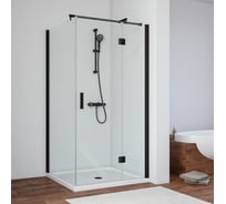 Душевой уголок VEGAS-GLASS профиль черный матовый, стекло прозрачное AFP-Fis NOVO 110x80 02М 01 R