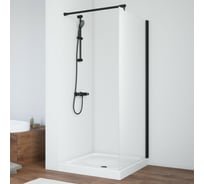 Неподвижная перегородка VEGAS-GLASS профиль черный матовый, стекло сатин EAF NOVO 106 02М 10