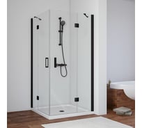 Душевой уголок VEGAS-GLASS профиль черный матовый, стекло прозрачное AFA NOVO 120 02М 01