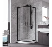 Душевой уголок VEGAS-GLASS профиль черный матовый, стекло прозрачное ZS NOVO h2000 80 02М 01