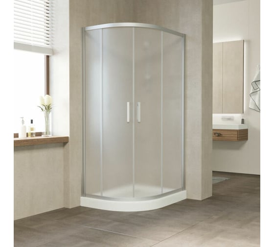 Душевой уголок VEGAS-GLASS профиль матовый хром, стекло сатин ZS-F NOVO h2000 100x80 07 10 1