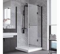 Душевой уголок VEGAS-GLASS профиль черный матовый, стекло прозрачное AFP-Fis LUX 110x80 02М 01 R