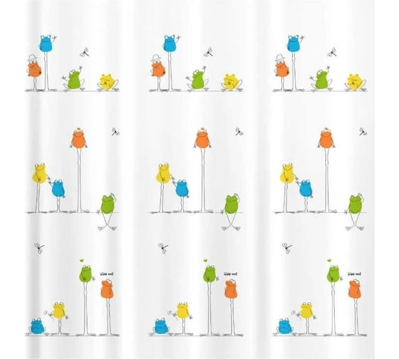 Штора для ванной Tatkraft funny frogs текстиль, 180x180 сm, 12 колец в комплекте 11526