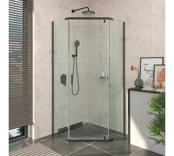 Душевой уголок Berges SOLO T Black 1000x1000x1900 прозрачное стекло, профиль черный 061110 1