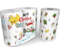 Бумажные полотенца WORLD CART "Рождество", Kartika Collection, 2-х слойные, 2 рулона/70 л, KGCHR-KT-09