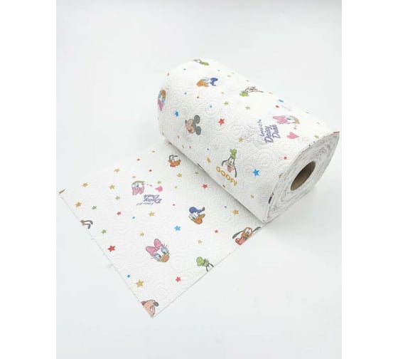 Бумажные полотенца WORLD CART "Pluto" с рисунком, серия Disney, 3 слоя, 2 рулона/75 л, PLU-KT-01