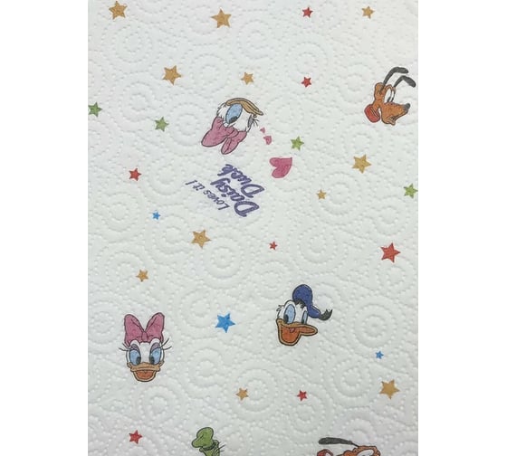 Бумажные полотенца WORLD CART "Pluto" с рисунком, серия Disney, 3 слоя, 2 рулона/75 л, PLU-KT-01