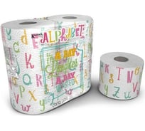 Туалетная бумага WORLD CART с рисунком "Алфавит" 3 слоя, 200 листов, 2 упаковки х 4 рулона KGAPH-TT-01/набор