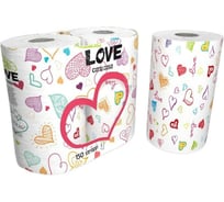 Бумажные полотенца WORLD CART с рисунком "Love" 2 слоя, 75 листов, 2 упаковки х 2 рулона, KGLOV-KT-01/набор