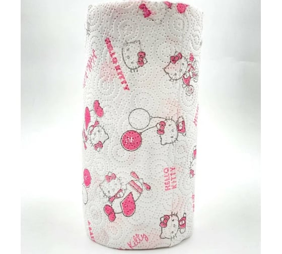 Бумажные полотенца WORLD CART "Hello Kitty" с рисунком, серия Disney, 3 слойные, 2 рулона/75 л HLK-KT-01