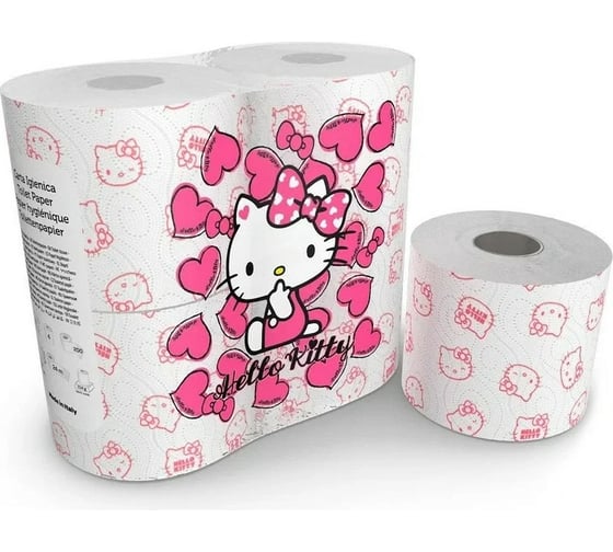 Набор туалетная бумага WORLD CART с рисунком "Hello Kitty" 3 слоя, 200 листов, 2 упаковки х 4 рулона Worl KGHLK-TT-06/2 1