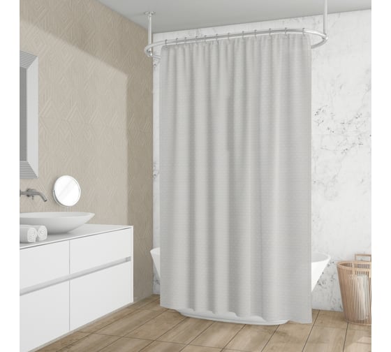 Штора для ванной комнаты RIDDER текстильная Бриллиант 180x200 белая 81301
