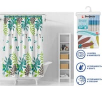 Штора для ванной комнаты PERFECTO LINEA Secret 180x180, с кольцами, райский сад 36-118105